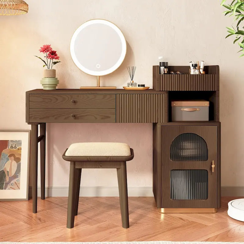 JASIWAY Coiffeuse avec 3 tiroirs, en bois