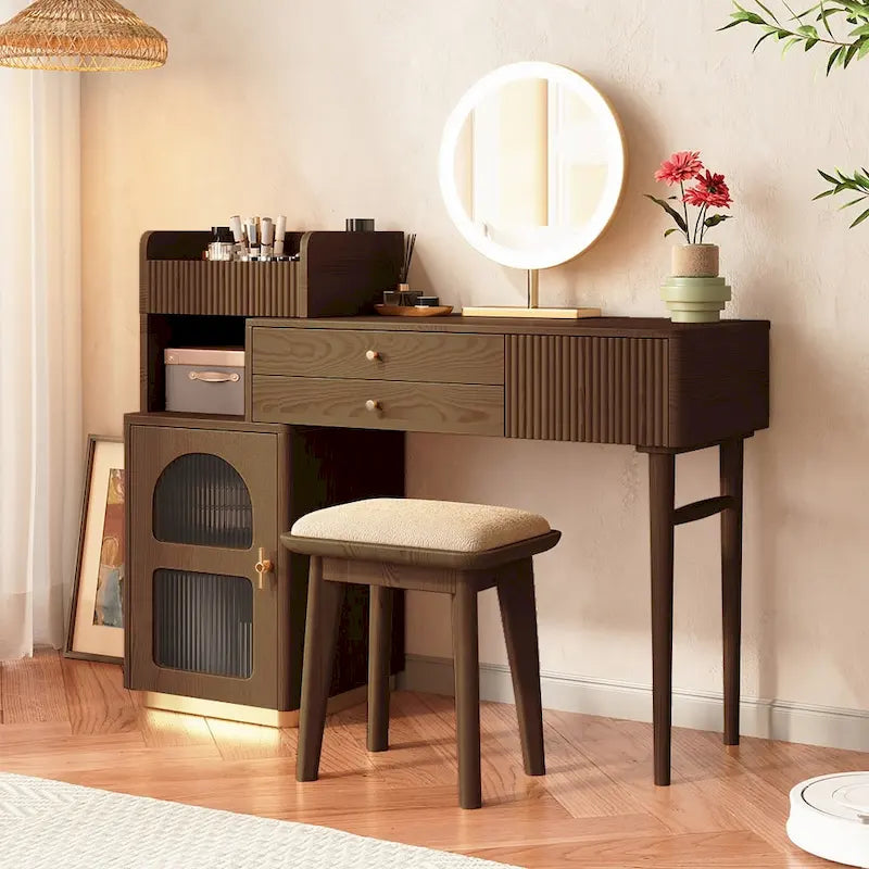 JASIWAY Coiffeuse avec 3 tiroirs, en bois