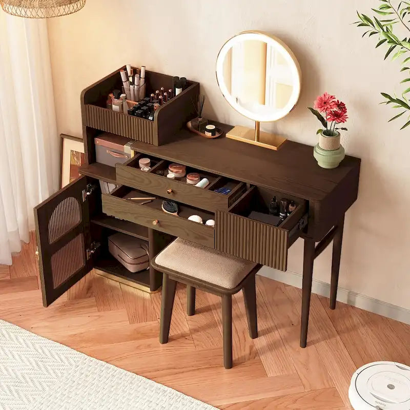 JASIWAY Coiffeuse avec 3 tiroirs, en bois