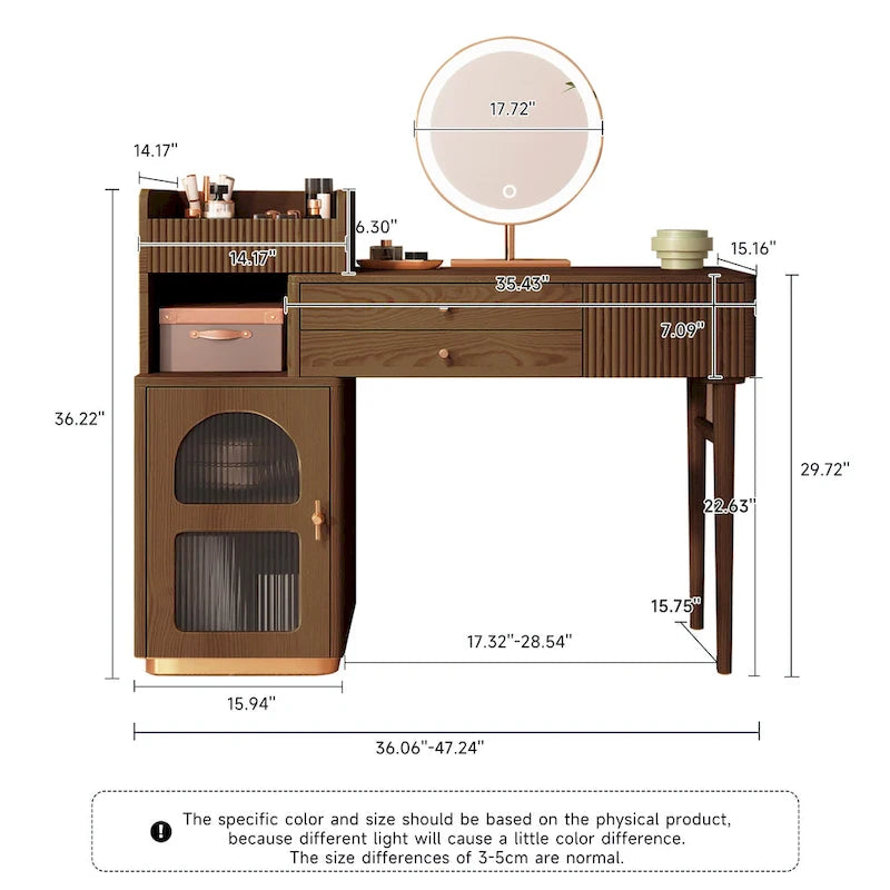 JASIWAY Coiffeuse avec 3 tiroirs, en bois