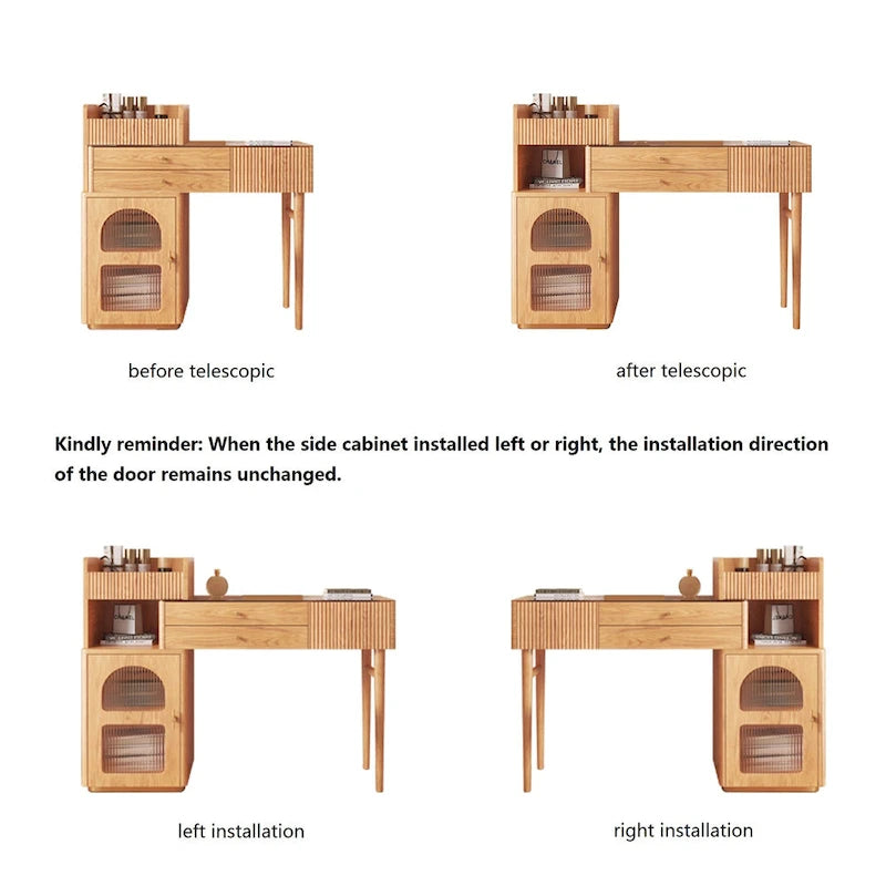 JASIWAY Coiffeuse avec 3 tiroirs, en bois