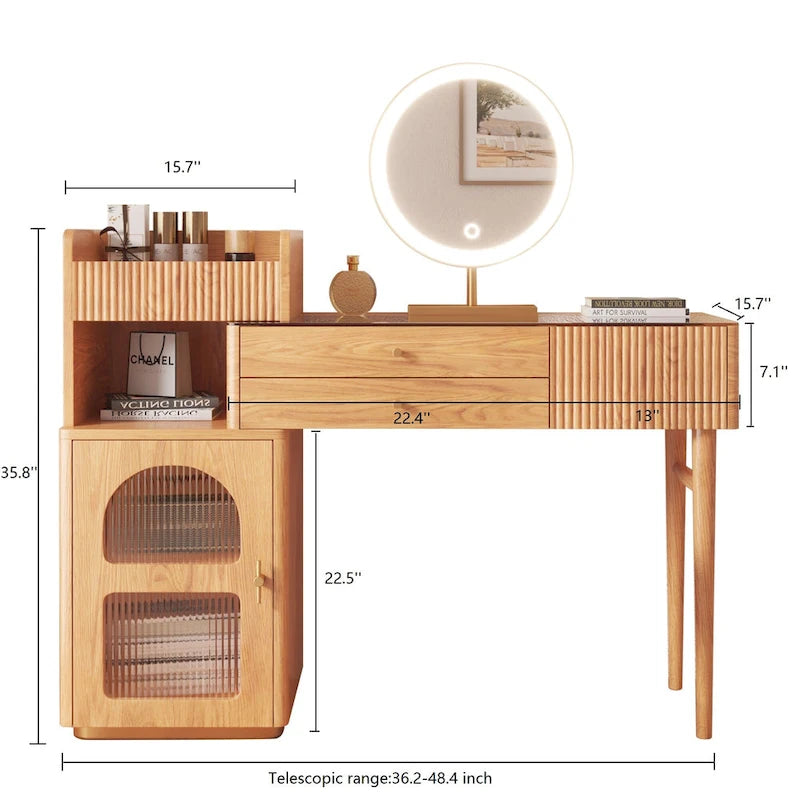 JASIWAY Coiffeuse avec 3 tiroirs, en bois