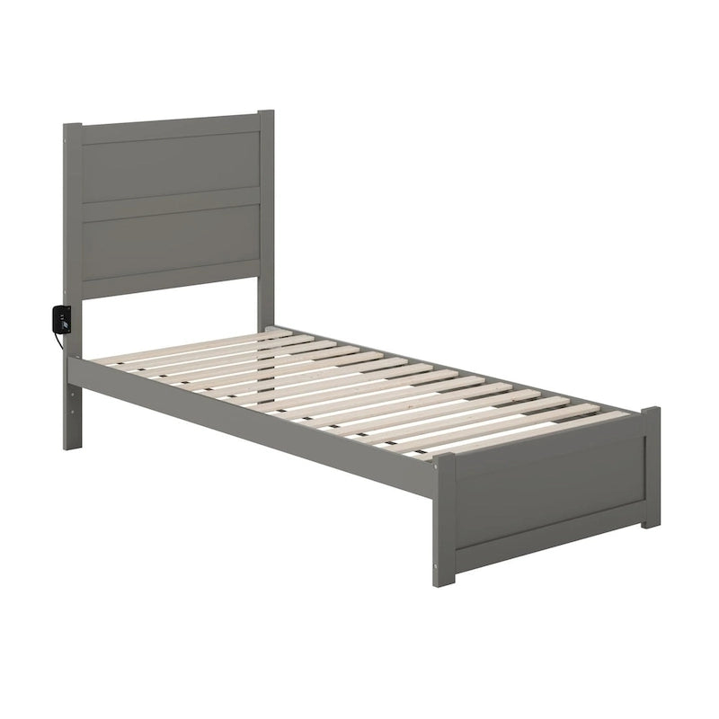 Lit double extra-long NoHo avec pied de lit gris
