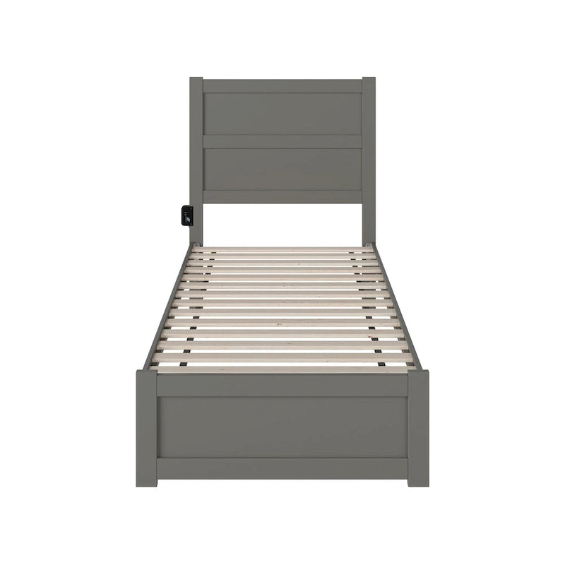 Lit double extra-long NoHo avec pied de lit gris