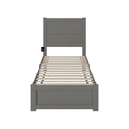 Lit double extra-long NoHo avec pied de lit gris