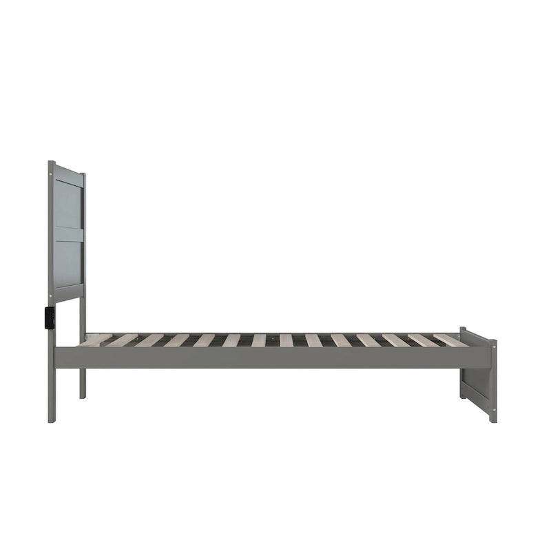 Lit double extra-long NoHo avec pied de lit gris