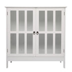Armoire de rangement d'appoint autoportante à porte transparente pour cuisine et salle à manger, blanche