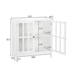Armoire de rangement d'appoint autoportante à porte transparente pour cuisine et salle à manger, blanche