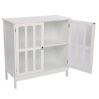 Armoire de rangement d'appoint autoportante à porte transparente pour cuisine et salle à manger, blanche
