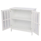 Armoire de rangement d'appoint autoportante à porte transparente pour cuisine et salle à manger, blanche