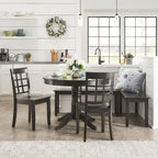 Ensemble de coin-repas Wilmington II avec base de piédestal ronde, fini noir antique, par iNSPIRE Q Classic