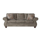 Ensemble canapé et causeuse Roundhill Furniture Leinster en similicuir avec clous décoratifs, gris pierre