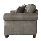 Ensemble canapé et causeuse Roundhill Furniture Leinster en similicuir avec clous décoratifs, gris pierre