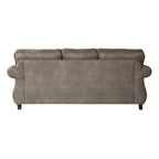 Ensemble canapé et causeuse Roundhill Furniture Leinster en similicuir avec clous décoratifs, gris pierre