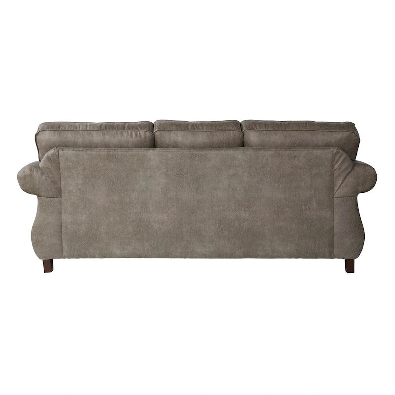 Ensemble canapé et causeuse Roundhill Furniture Leinster en similicuir avec clous décoratifs, gris pierre