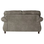 Ensemble canapé et causeuse Roundhill Furniture Leinster en similicuir avec clous décoratifs, gris pierre