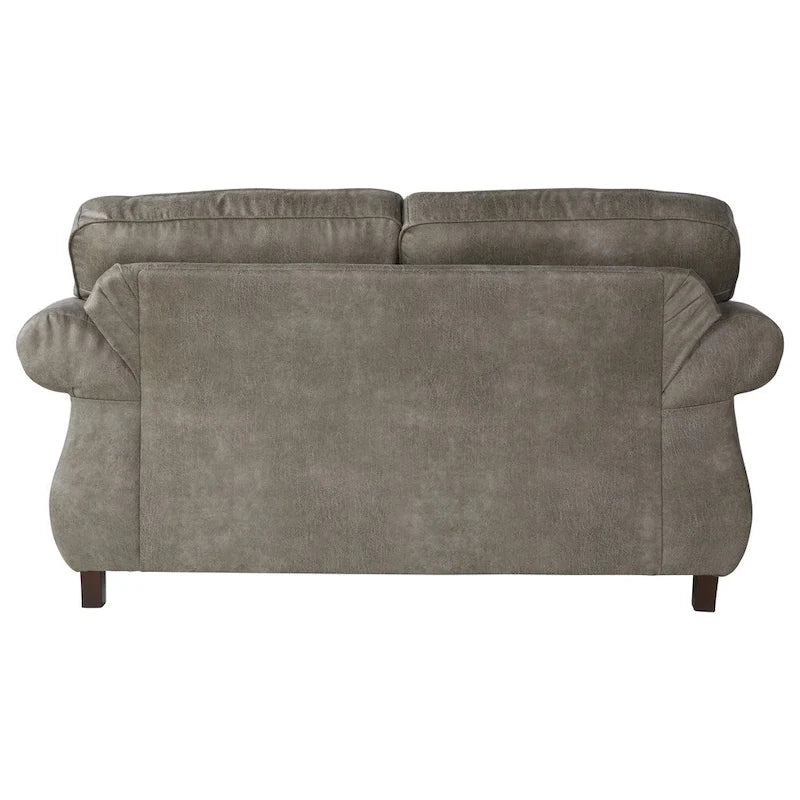 Ensemble canapé et causeuse Roundhill Furniture Leinster en similicuir avec clous décoratifs, gris pierre