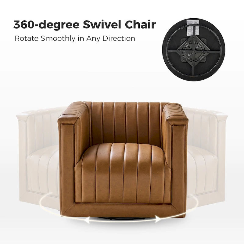 Fauteuil pivotant Esteban en cuir moderne de type "Barrel Chair" par HULALA HOME