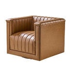 Fauteuil pivotant Esteban en cuir moderne de type "Barrel Chair" par HULALA HOME