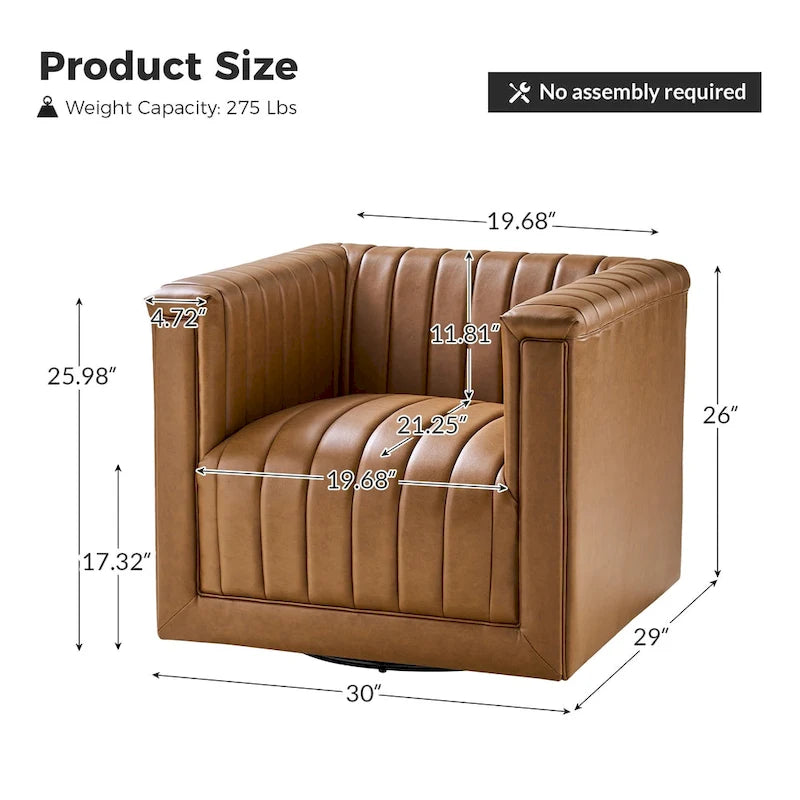 Fauteuil pivotant Esteban en cuir moderne de type "Barrel Chair" par HULALA HOME
