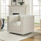 Fauteuil pivotant Esteban en cuir moderne de type "Barrel Chair" par HULALA HOME