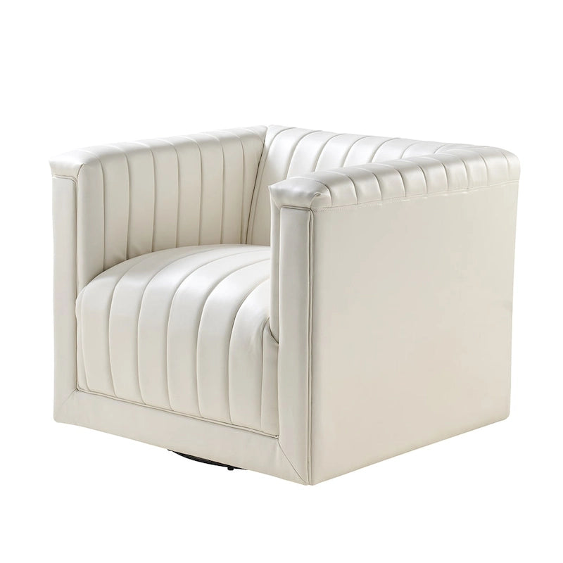 Fauteuil pivotant Esteban en cuir moderne de type "Barrel Chair" par HULALA HOME