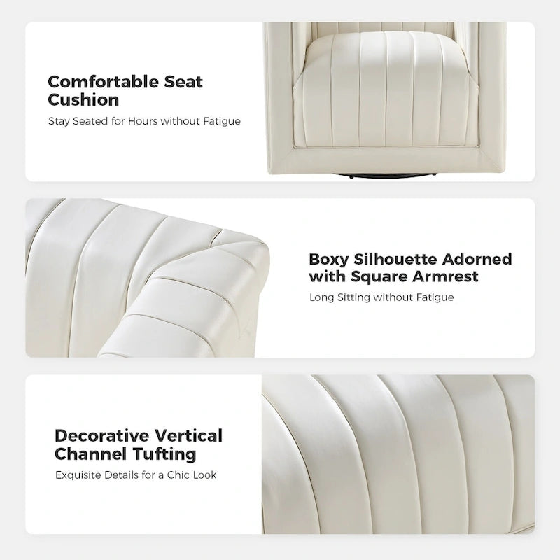 Fauteuil pivotant Esteban en cuir moderne de type "Barrel Chair" par HULALA HOME