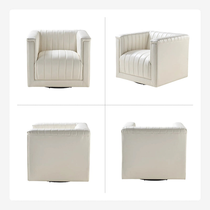 Fauteuil pivotant Esteban en cuir moderne de type "Barrel Chair" par HULALA HOME