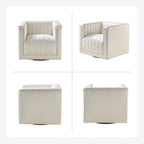 Fauteuil pivotant Esteban en cuir moderne de type "Barrel Chair" par HULALA HOME