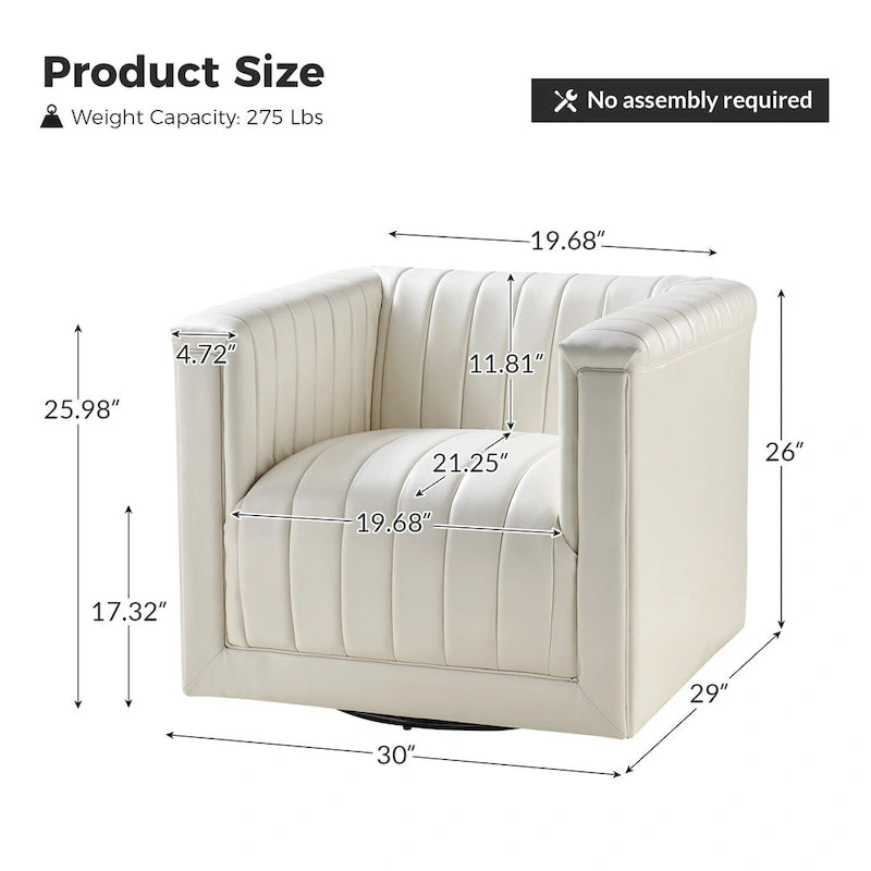 Fauteuil pivotant Esteban en cuir moderne de type "Barrel Chair" par HULALA HOME