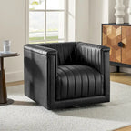 Fauteuil pivotant Esteban en cuir moderne de type "Barrel Chair" par HULALA HOME