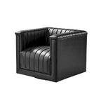 Fauteuil pivotant Esteban en cuir moderne de type "Barrel Chair" par HULALA HOME