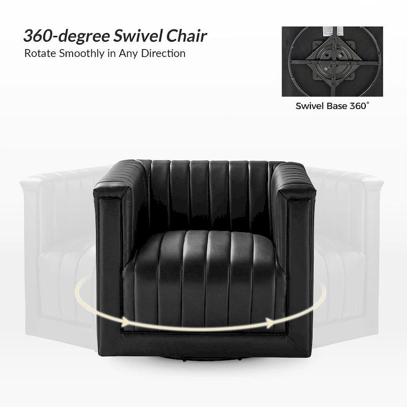 Fauteuil pivotant Esteban en cuir moderne de type "Barrel Chair" par HULALA HOME
