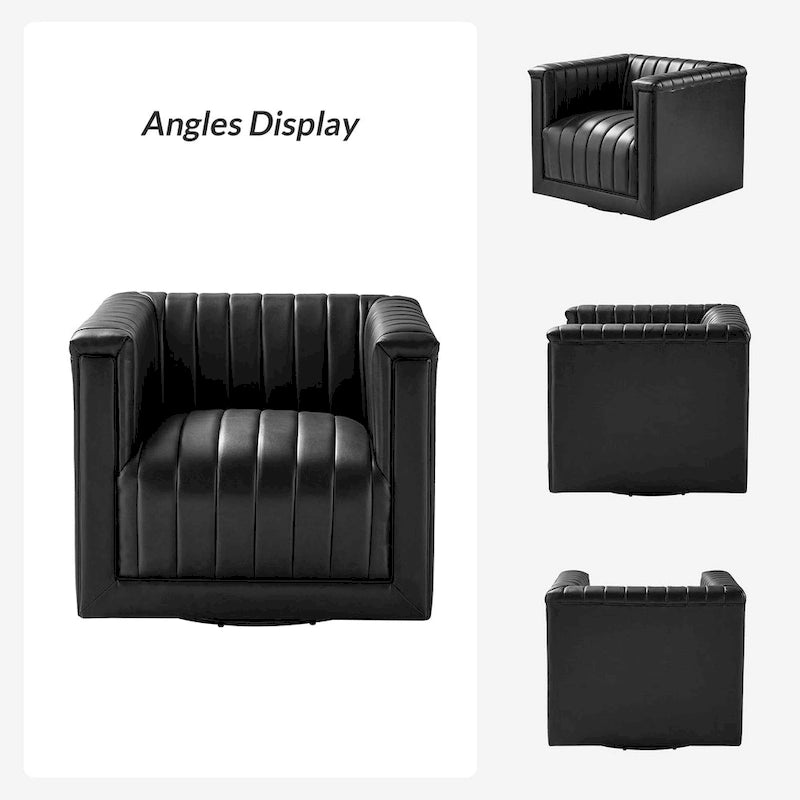 Fauteuil pivotant Esteban en cuir moderne de type "Barrel Chair" par HULALA HOME