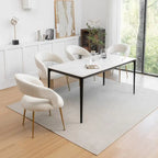 SEYNAR Chaises de salle à manger modernes du milieu du siècle en velours rembourrées à dossier ouvert, lot de 4
