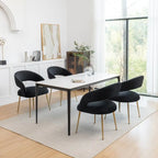 SEYNAR Chaises de salle à manger modernes du milieu du siècle en velours rembourrées à dossier ouvert, lot de 4