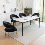 SEYNAR Chaises de salle à manger modernes du milieu du siècle en velours rembourrées à dossier ouvert, lot de 4