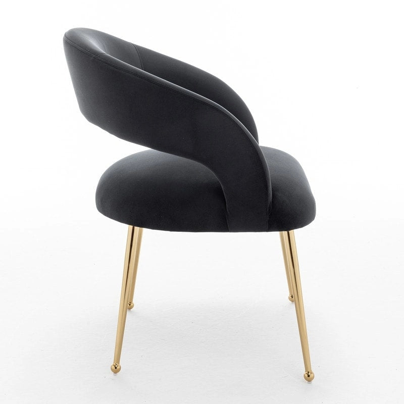 SEYNAR Chaises de salle à manger modernes du milieu du siècle en velours rembourrées à dossier ouvert, lot de 4