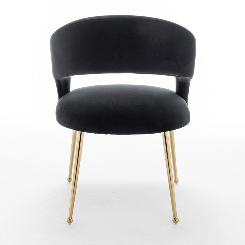 SEYNAR Chaises de salle à manger modernes du milieu du siècle en velours rembourrées à dossier ouvert, lot de 4