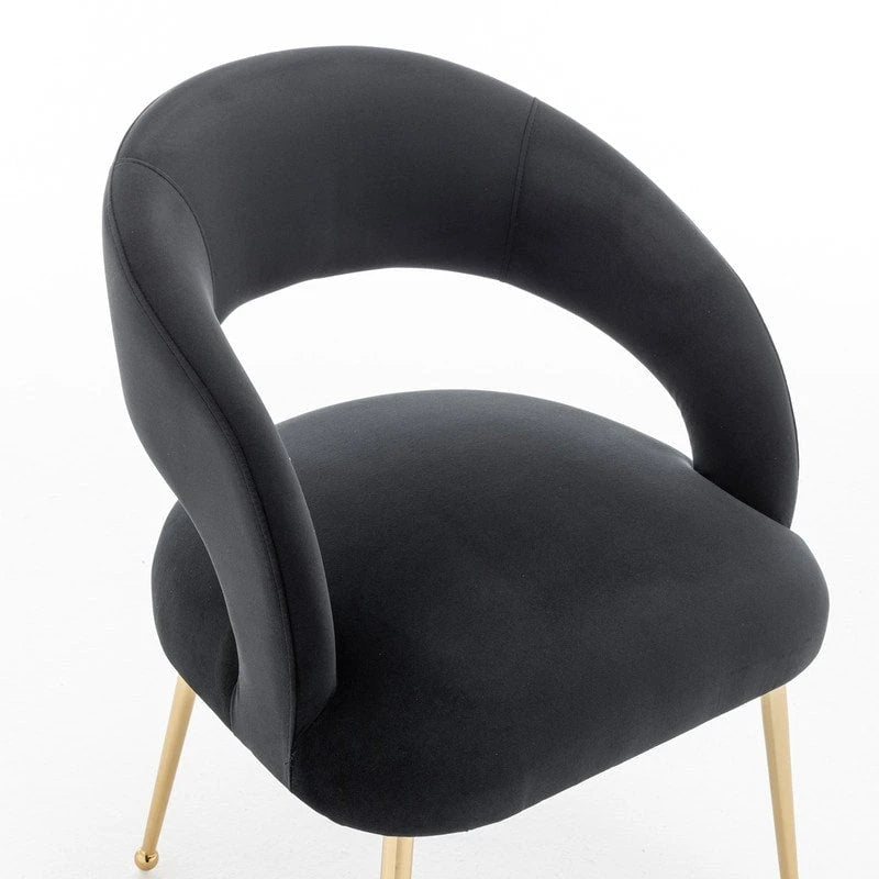 SEYNAR Chaises de salle à manger modernes du milieu du siècle en velours rembourrées à dossier ouvert, lot de 4