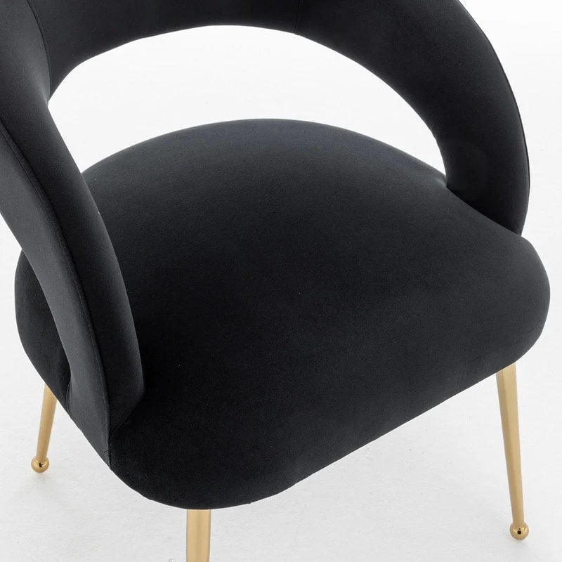 SEYNAR Chaises de salle à manger modernes du milieu du siècle en velours rembourrées à dossier ouvert, lot de 4
