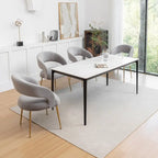SEYNAR Chaises de salle à manger modernes du milieu du siècle en velours rembourrées à dossier ouvert, lot de 4