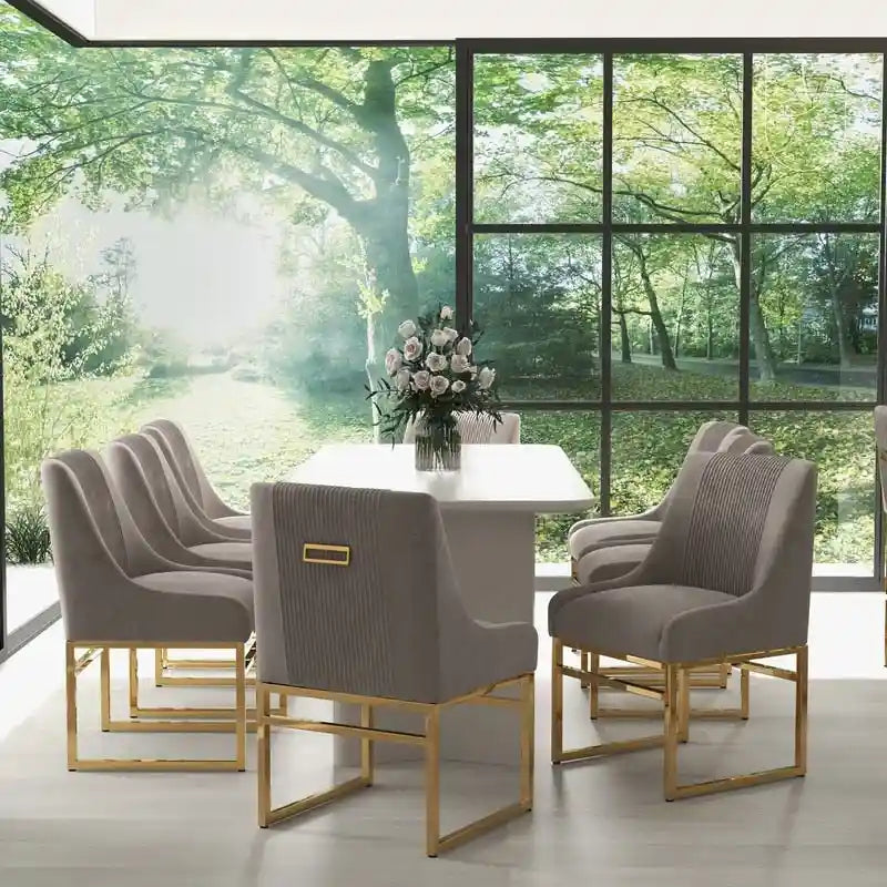 Chaise de salle à manger SEYNAR Contempoary en velours avec pieds en métal, lot de 8