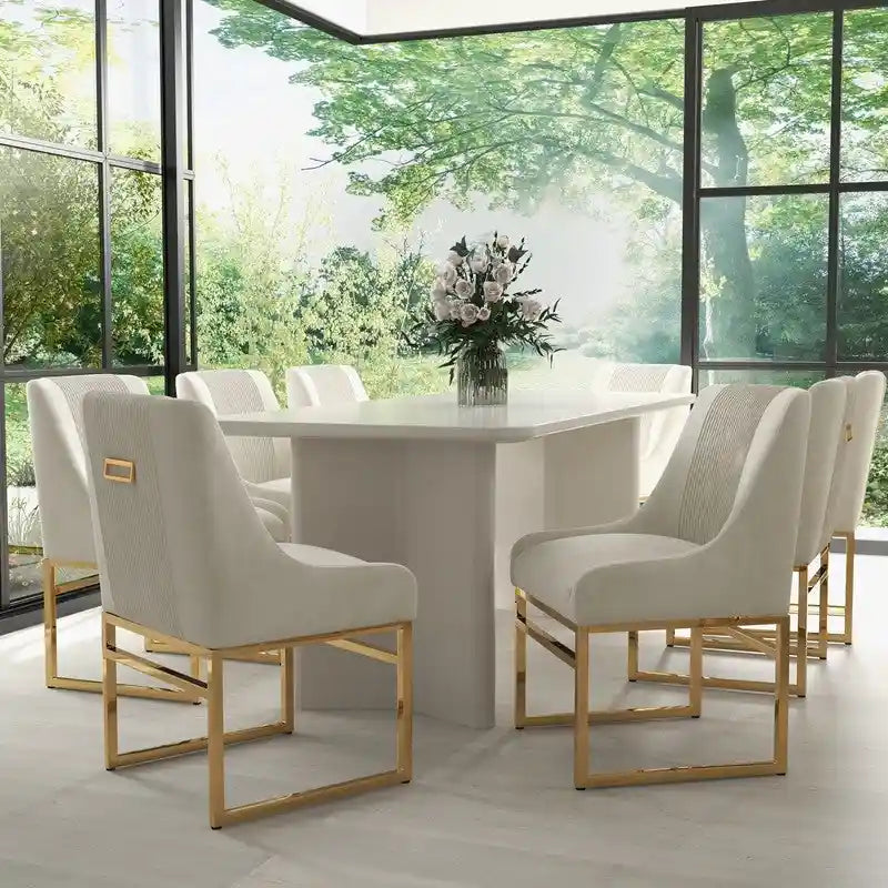 Chaise de salle à manger SEYNAR Contempoary en velours avec pieds en métal, lot de 8