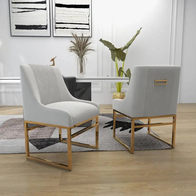 Chaise de salle à manger SEYNAR Contempoary en velours avec pieds en métal, lot de 8