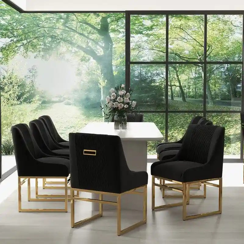 Chaise de salle à manger SEYNAR Contempoary en velours avec pieds en métal, lot de 8