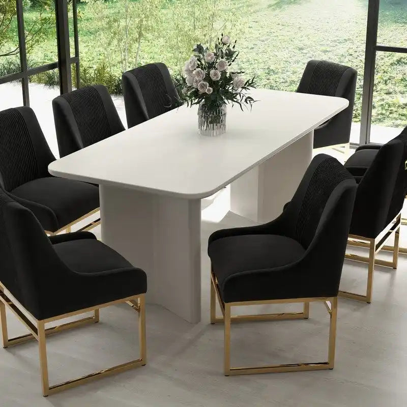 Chaise de salle à manger SEYNAR Contempoary en velours avec pieds en métal, lot de 8