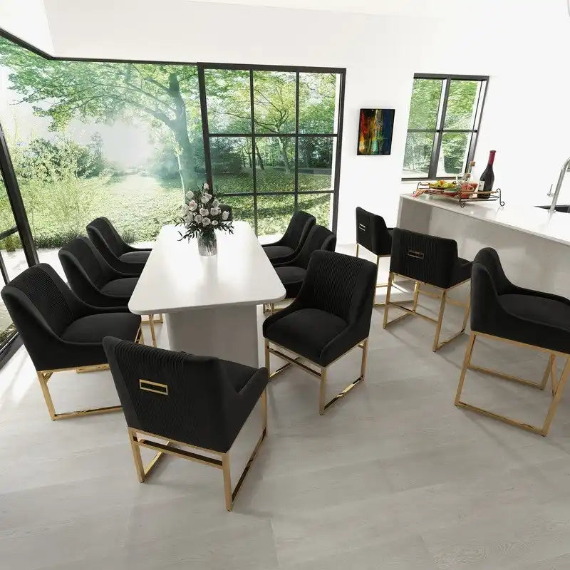 Chaise de salle à manger SEYNAR Contempoary en velours avec pieds en métal, lot de 8