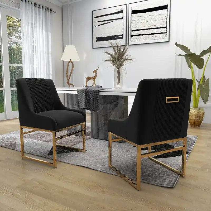 Chaise de salle à manger SEYNAR Contempoary en velours avec pieds en métal, lot de 8