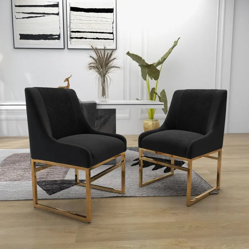 Chaise de salle à manger SEYNAR Contempoary en velours avec pieds en métal, lot de 8